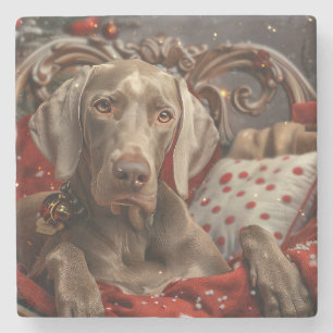Weimaraner Dog Weihnachtsfest Steinuntersetzer
