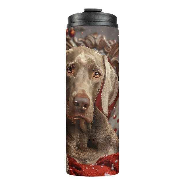 Weimaraner Dog Weihnachtsfest Thermosbecher (Vorderseite)