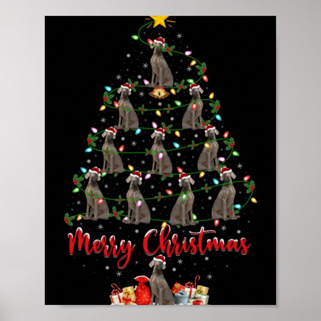 Weimaraner Dog Xmas Lights Santa Weimaraner Christ Poster (Vorne)