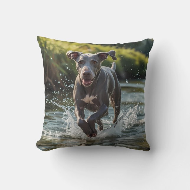 Weimaraner Elegant Throw Kissen (Vorderseite)