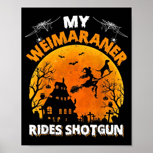Weimaraner fährt geschossen lustiger Weimaraner Hu Poster (Vorne)