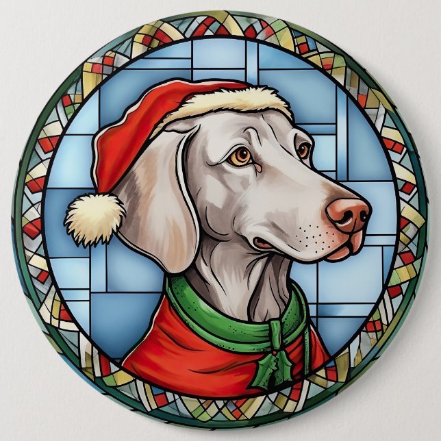 Weimaraner Festgläschen Weihnachten Button (Vorderseite)