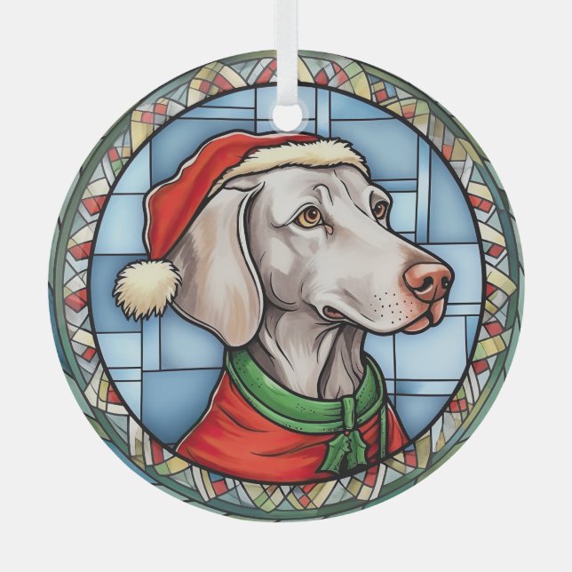 Weimaraner Festgläschen Weihnachten Ornament Aus Glas (Vorderseite)