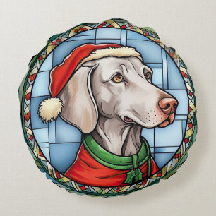 Weimaraner Festgläschen Weihnachten Rundes Kissen