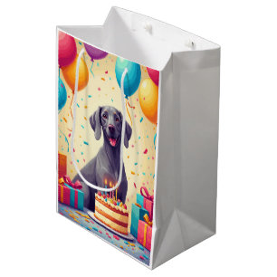 Weimaraner Geburtstagsfeier Mittlere Geschenktüte