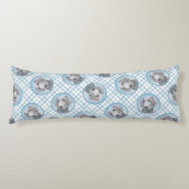 Weimaraner Gemälde Grau Silver Original Hunde Kuns Seitenschläferkissen (Vorderseite)