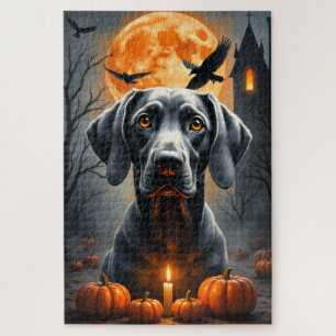 Weimaraner Gothic Manor Halloween-Porträtkunst Puzzle