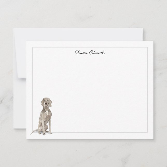 Weimaraner Grau Border Personalisiert Mitteilungskarte (Vorderseite)