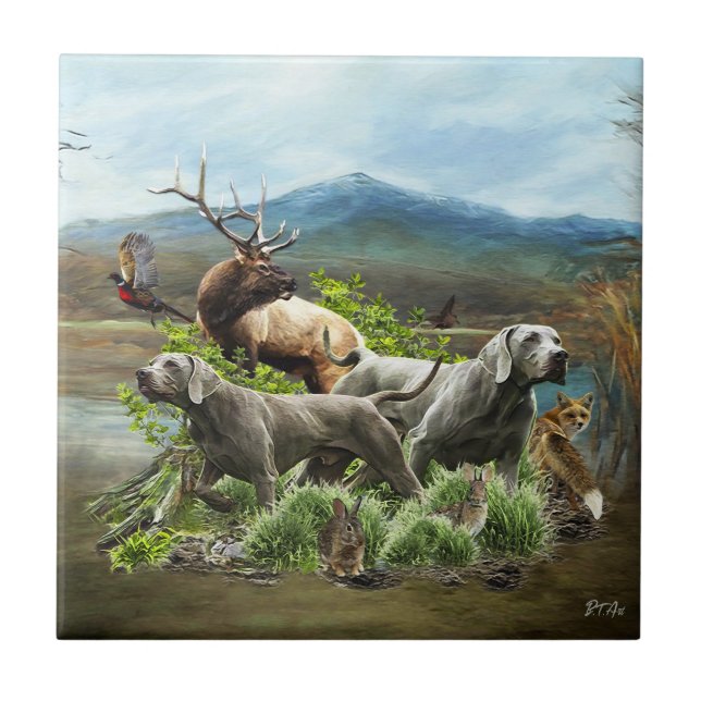 Weimaraner, "Gray Ghost" Fliese (Vorderseite)