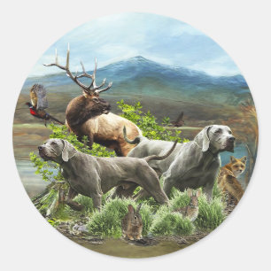 Weimaraner, "Gray Ghost" Runder Aufkleber
