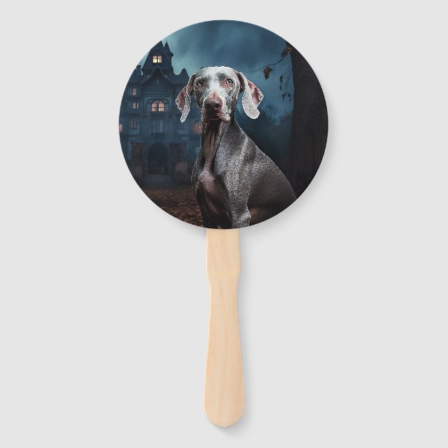 Weimaraner Halloween Beängstigend Fächer (Vorderseite)