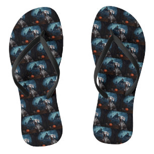 Weimaraner Halloween Beängstigend Flip Flops