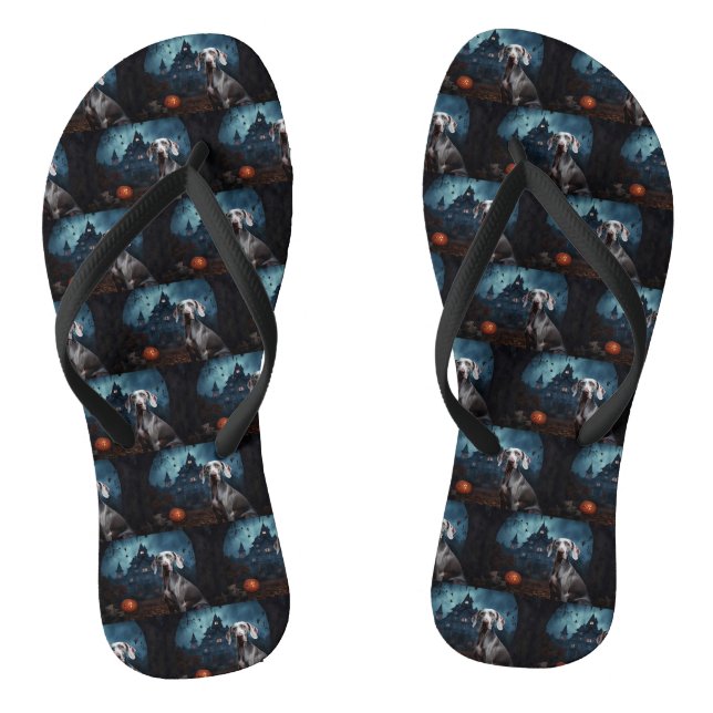 Weimaraner Halloween Beängstigend Flip Flops (Fußbett)
