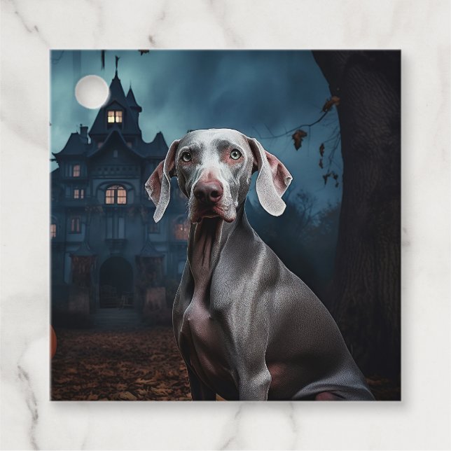 Weimaraner Halloween Beängstigend Geschenkanhänger (Vorderseite)