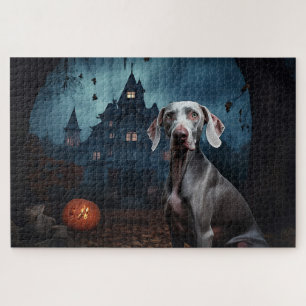 Weimaraner Halloween Beängstigend Puzzle
