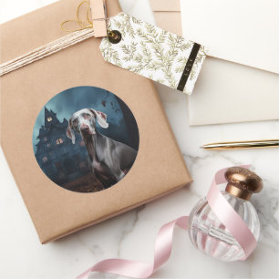 Weimaraner Halloween Beängstigend Runder Aufkleber