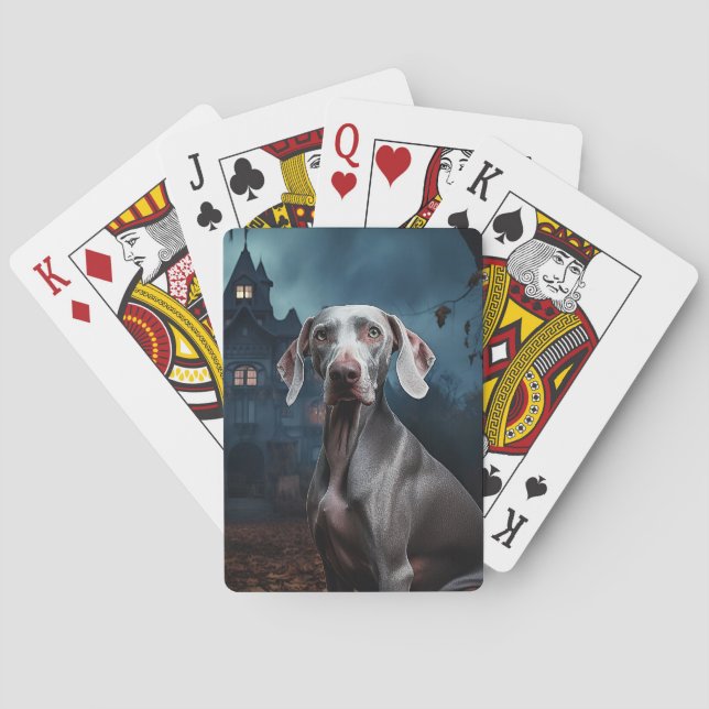 Weimaraner Halloween Beängstigend Spielkarten (Rückseite)