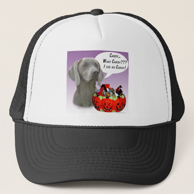 Weimaraner Halloween Candy Truckerkappe (Vorderseite)