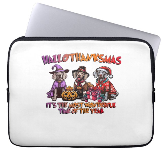Weimaraner Halloween Erntedank Weihnachten Oversi Laptopschutzhülle (Vorderseite)