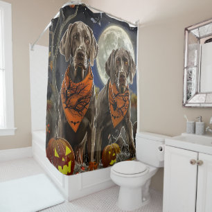 Weimaraner Halloween Gruselig Duschvorhang