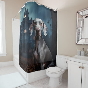 Weimaraner Halloween Gruselig Duschvorhang
