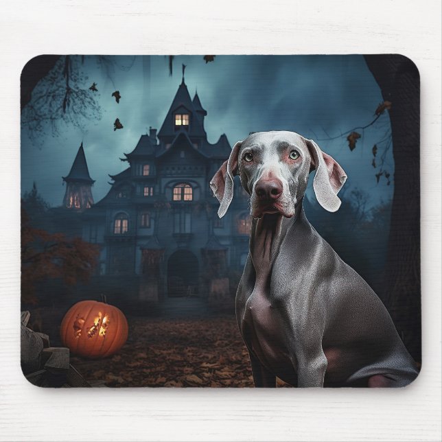 Weimaraner Halloween Gruselig Mousepad (Vorne)