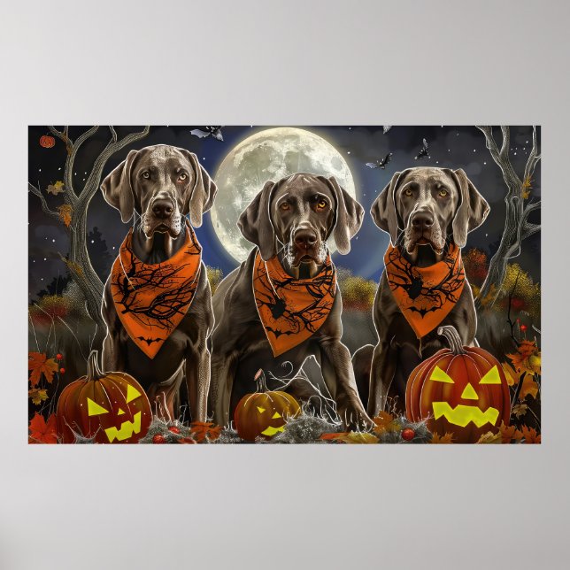 Weimaraner Halloween Spooky Poster (Vorne)
