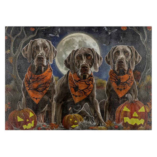 Weimaraner Halloween Spooky Schneidebrett (Vorderseite)