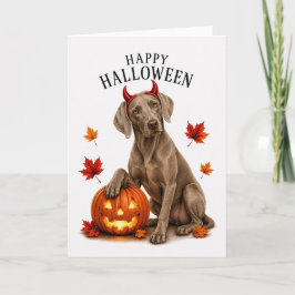 Weimaraner Halloween Teufelshund Karte