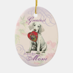 Weimaraner Herz Mama Keramik Ornament