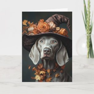 Weimaraner Hexe Halloween Feiertagskarte