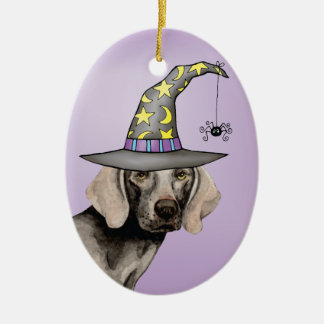 Weimaraner Hexe Keramik Ornament