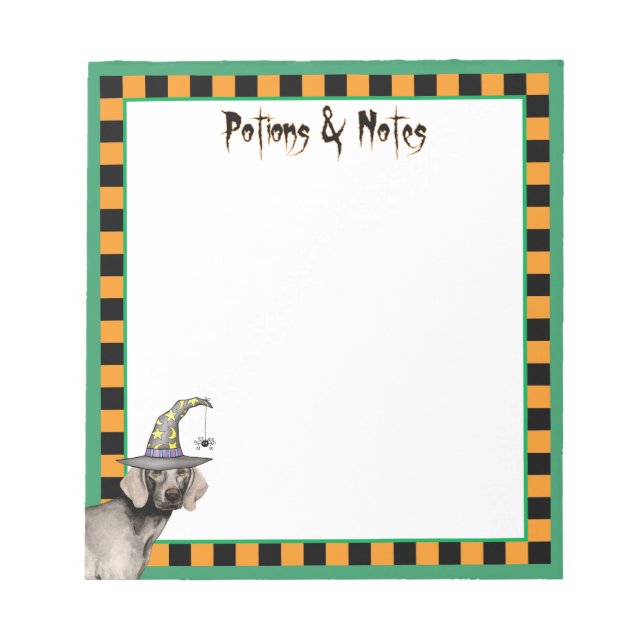 Weimaraner Hexe Notizblock (Vorderseite)