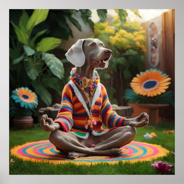 Weimaraner Hippie Meditation Session Zen Garden Poster (Vorne)