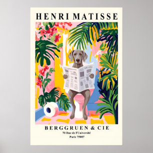 Weimaraner-Hund auf einer Toilette Kunst Druck - S Poster