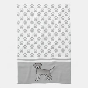 Weimaraner-Hund Cartoon-Illustration & Pfoten-Must Geschirrtuch