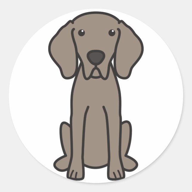 Weimaraner Hund Cartoon Runder Aufkleber (Vorderseite)