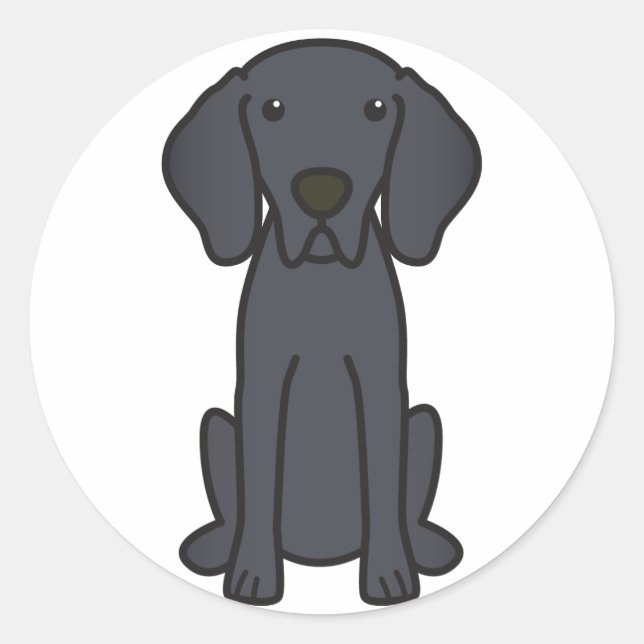 Weimaraner Hund Cartoon Runder Aufkleber (Vorderseite)