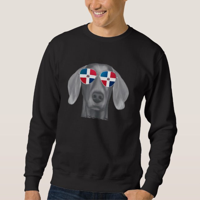 Weimaraner Hund Dominikanische Flaggensonne Sweatshirt (Vorderseite)