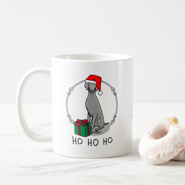 Weimaraner Hund (grau 1) Niedlich Kaffeetasse (Mit Donut)