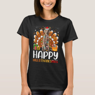 Weimaraner Hund Halloween Weihnachtsglücklich Hall T-Shirt