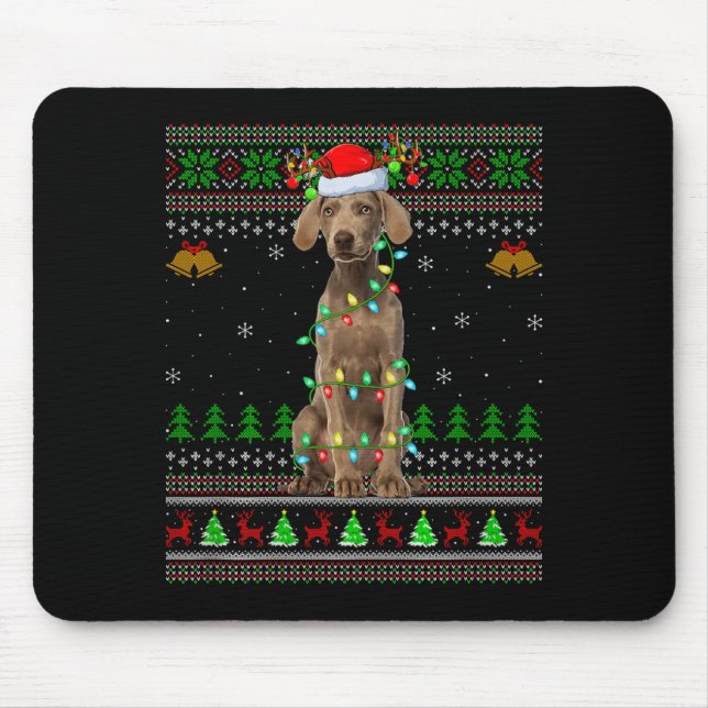 Weimaraner Hund hässliche Weihnachtspullover Holid Mousepad (Vorne)