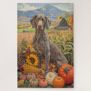 Weimaraner Hund Herbsternte Erntedank Puzzle