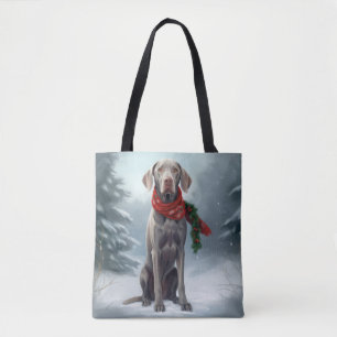 Weimaraner-Hund im Schnee Weihnachten