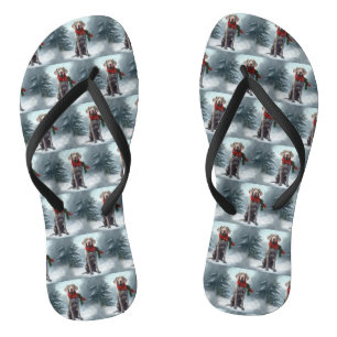 Weimaraner Hund im Schnee Weihnachten Flip Flops