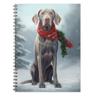 Weimaraner Hund im Schnee Weihnachten Notizblock