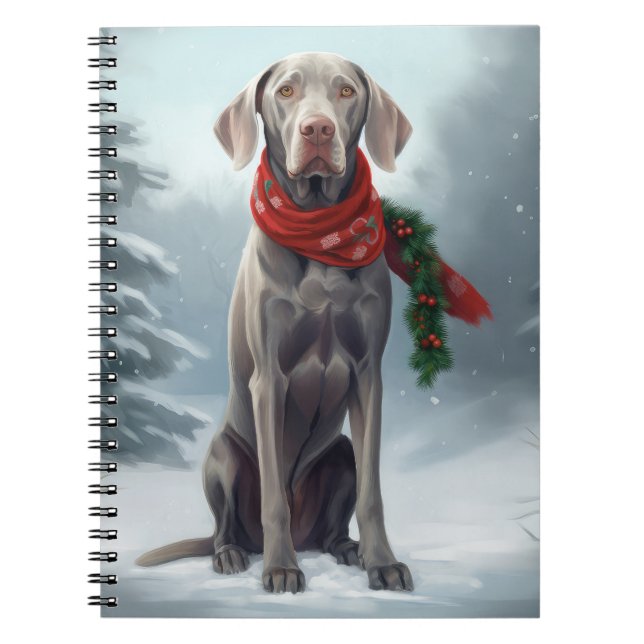 Weimaraner Hund im Schnee Weihnachten Notizblock (Vorderseite)