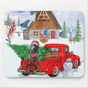 Weimaraner Hund in Weihnachten LKW Schnee Mousepad
