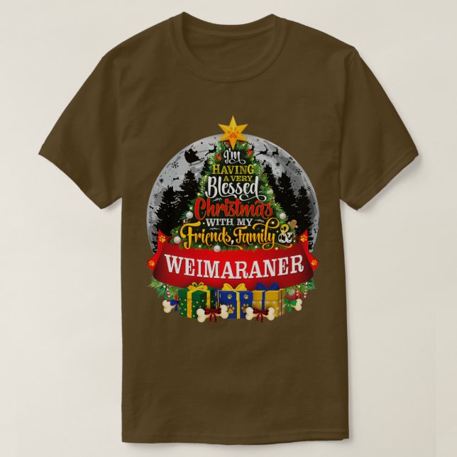 Weimaraner Hund liebt Weihnachts-Spruce-Bäume-Gesc T-Shirt (Design vorne)