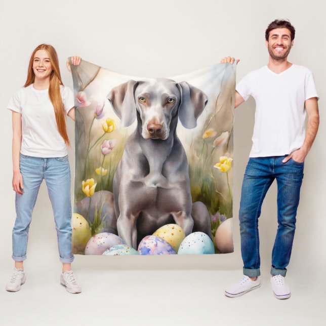 Weimaraner Hund mit Ostereier Urlaub Fleecedecke (Beispiel)